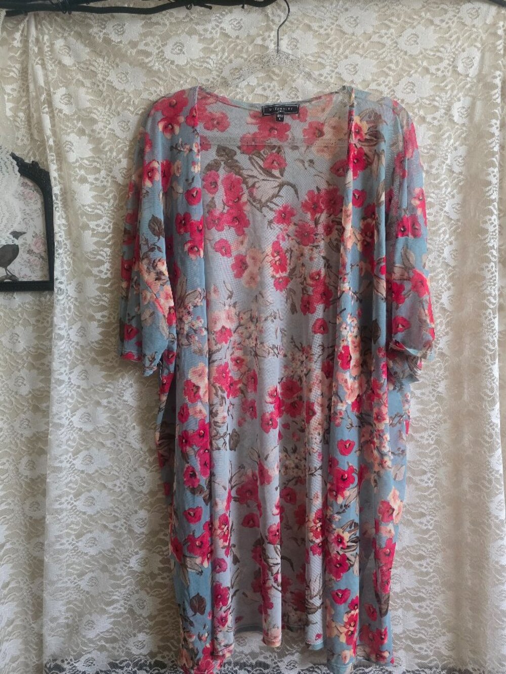 Cottagecore - whimsical - Boho - Large Kimono - floral kimono - swim coverup